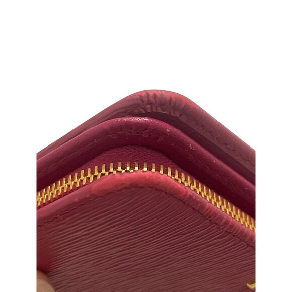 Prada Red Epi Leather Compact Wallet With Gold-Tone Zip & Snap Closure - Picture 10 of 11